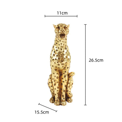 DecorBites™ Golden Leopard Cheetah Resin Animal Sculpture Figurine