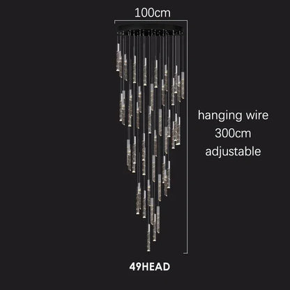 DecorBites™ Crystal Chrome LED Chandelier: Luxury Duplex Stair Loft Pendant Light for Living Room