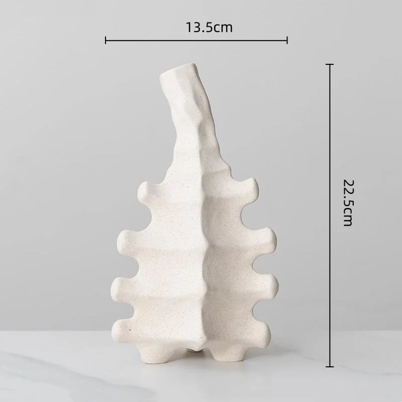 DecorBites™ Ceramic Vase with Irregular Geometry and Skeletal Lines for Home Decor