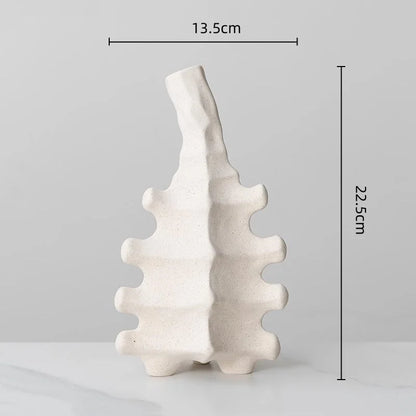 DecorBites™ Ceramic Vase with Irregular Geometry and Skeletal Lines for Home Decor