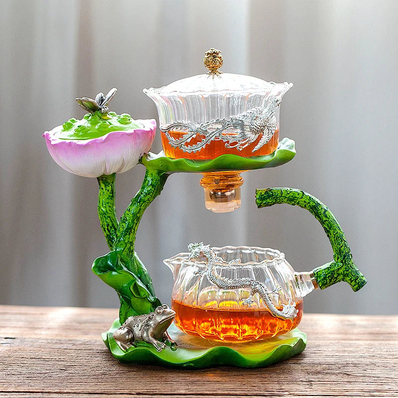 DecorBites™ Glass Teapot & Lazy Tea Infuser - Home & Office Tea Set