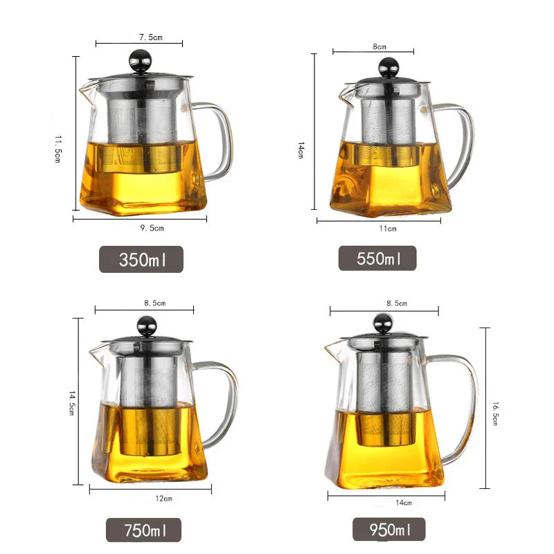 DecorBites™ Glass Teapot with Stainless Steel Infuser
