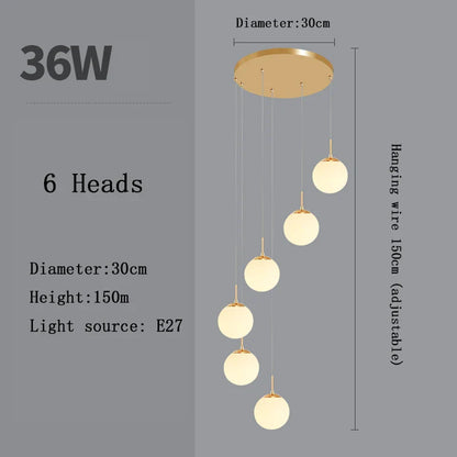 Nordic Glass Staircase Chandelier Pendant Light