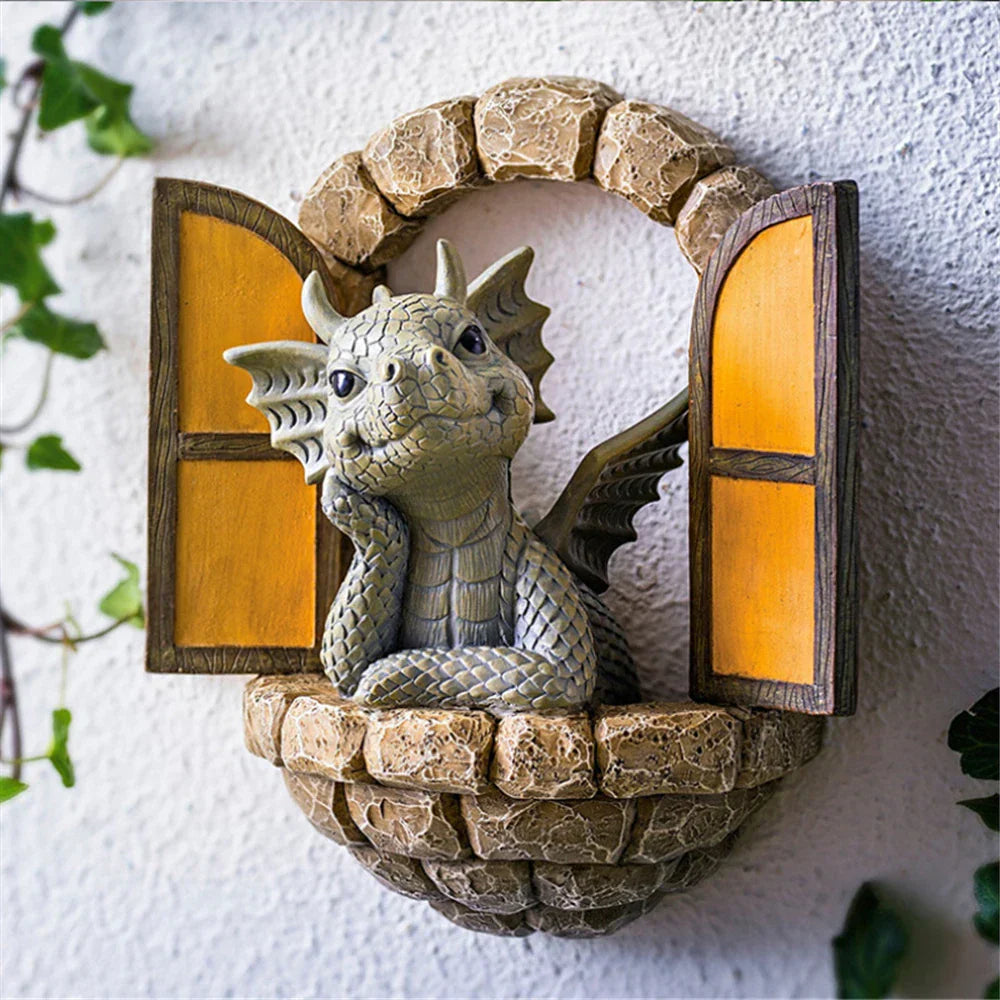 DecorBites™ Dino Garden Sculpture - Fun Dinosaur Decor for Yard, Wall & Windows