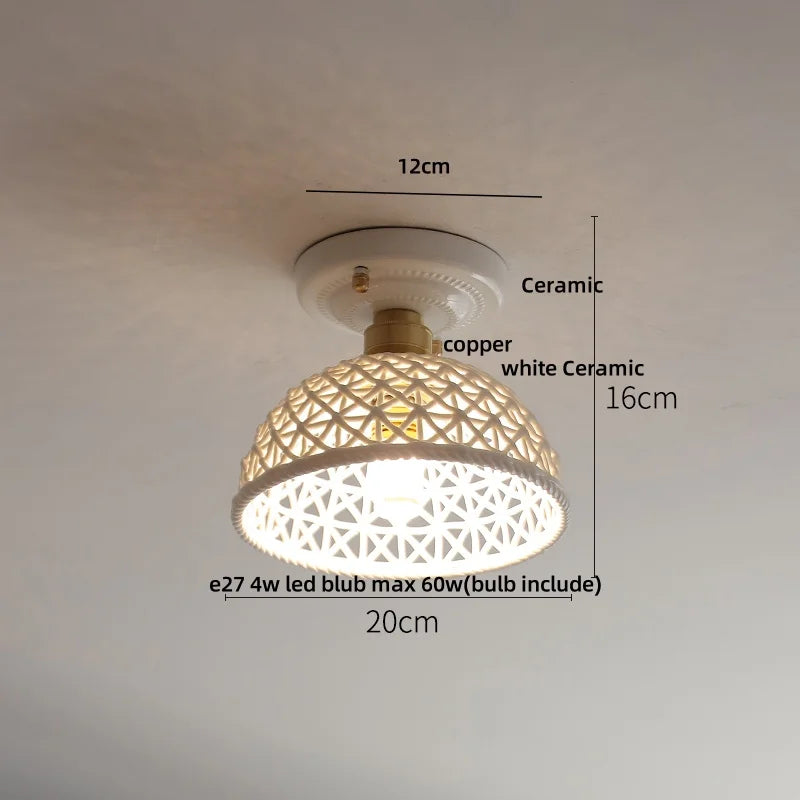 DecorBites™ Blue Hollow-out Ceramic LED Ceiling Lamp