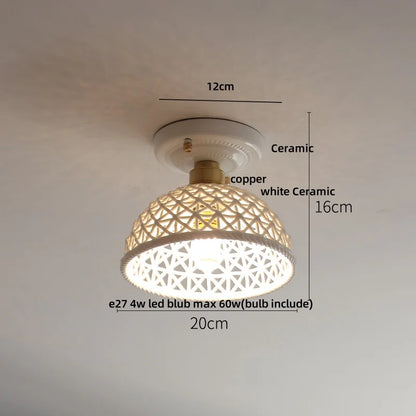 DecorBites™ Blue Hollow-out Ceramic LED Ceiling Lamp