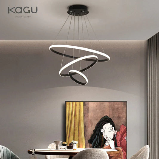 DecorBites™ Black Ring LED Pendant Chandelier for Living Room, Dining Room, Kitchen