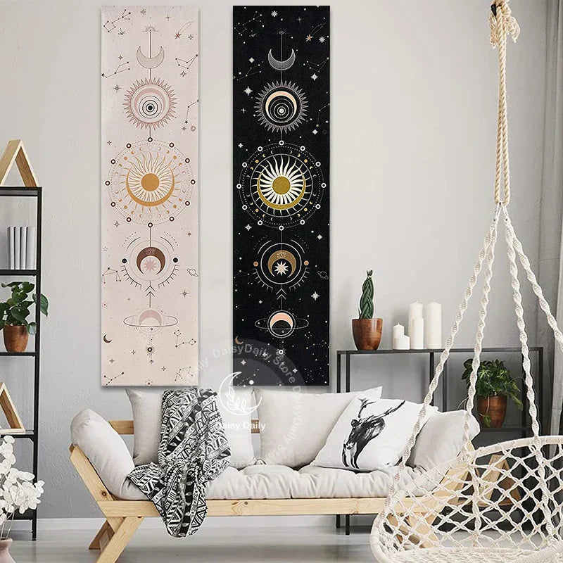 Moon Phase Starry Sky Tapestry Wall Hanging for Mystical Home Decor by Decobites