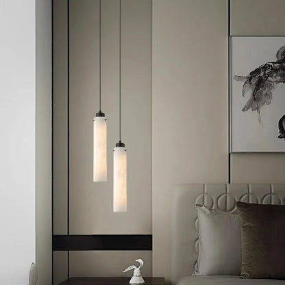 ديكوربايتس™ مصباح معلق أسطواني من الرخام باللون الأسود الذهبي لديكور المنزل العصري