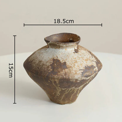 DecorBites™ Ceramic Vase: Wabi-sabi Style, Retro Floral Arrangement, Room Decor