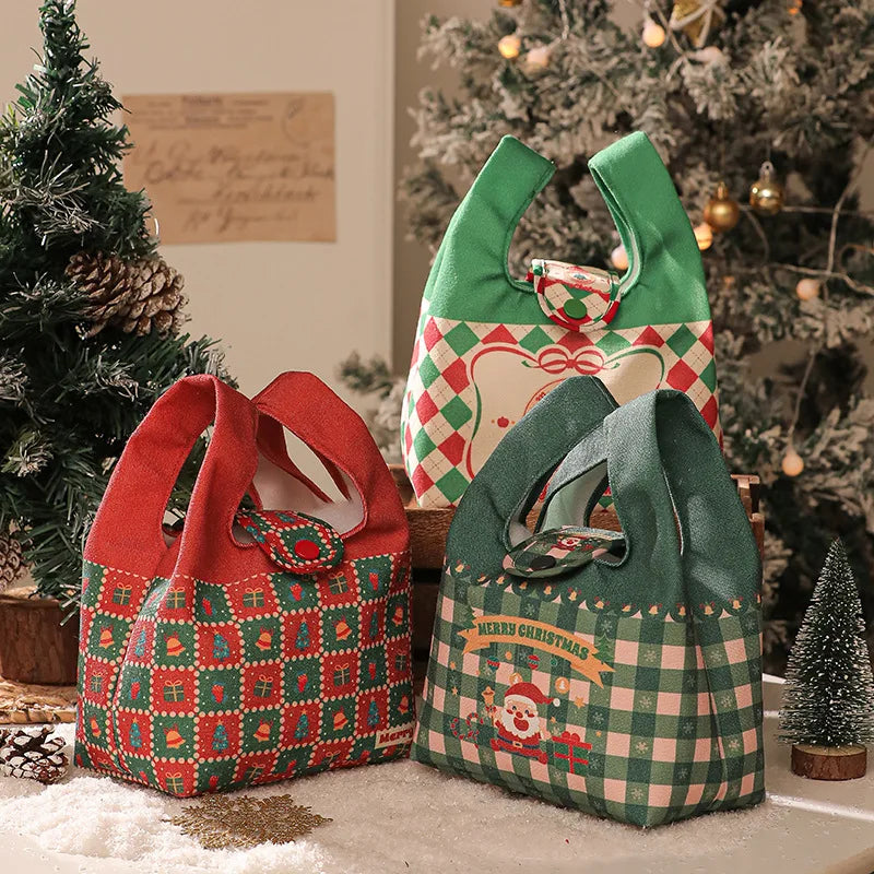 DecorBites™ Christmas Apple Handheld Sail Bag Short Plush Gift Bag for Friends and Colleagues