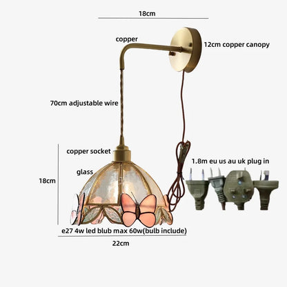 DecorBites™ Tiffany Butterfly Glass Wall Lamp with Adjustable LED Light