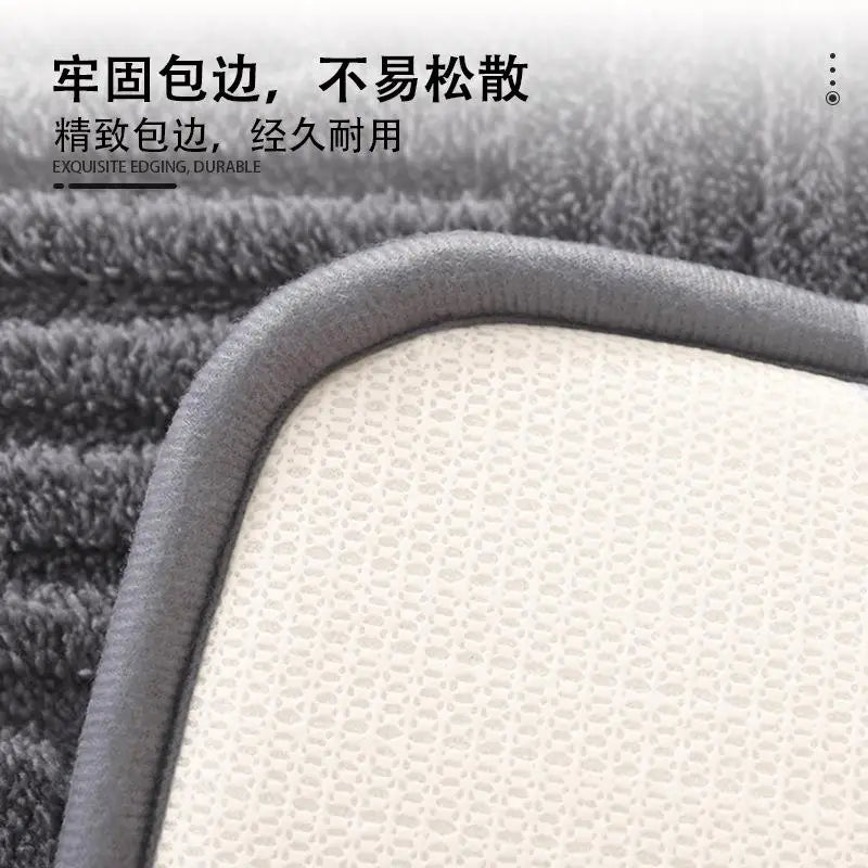 DecorBites™ Cotton Velvet Striped Floor Mat: Soft & Non-Slip Bathroom Carpet