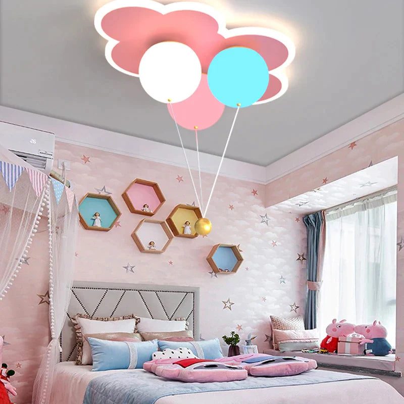 DecorBites™ Kids Ceiling Chandelier - Colorful Acrylic Ballon White Pink Lamps with Remote Control