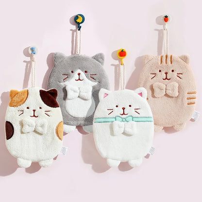 DecorBites™ Cute Cat Hand Towel: Thick Quick Dry Kitchen & Bathroom Terry Towel