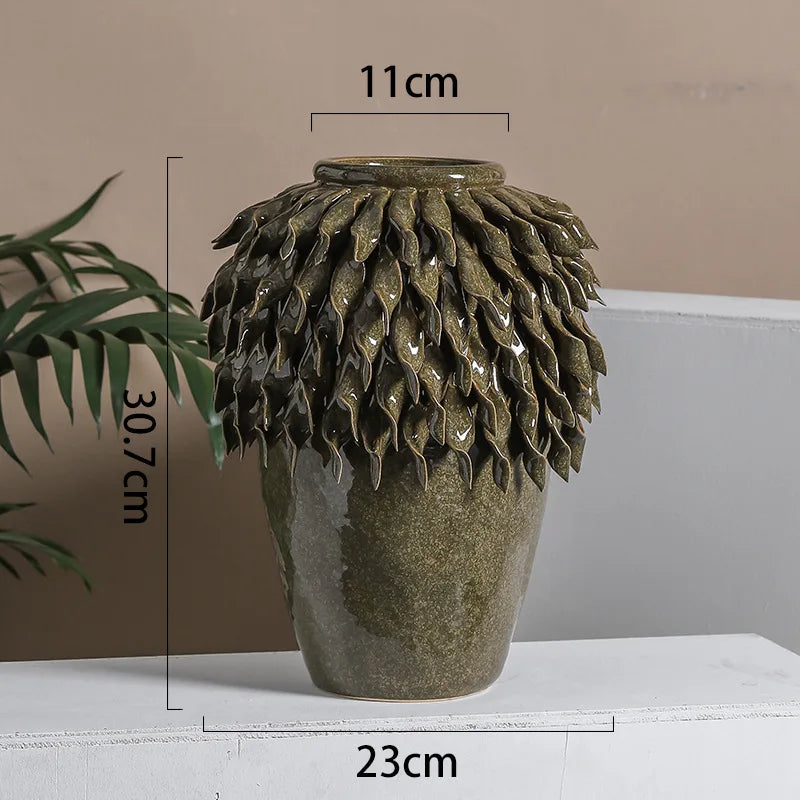 Ceramic Leaf Relief Vase
