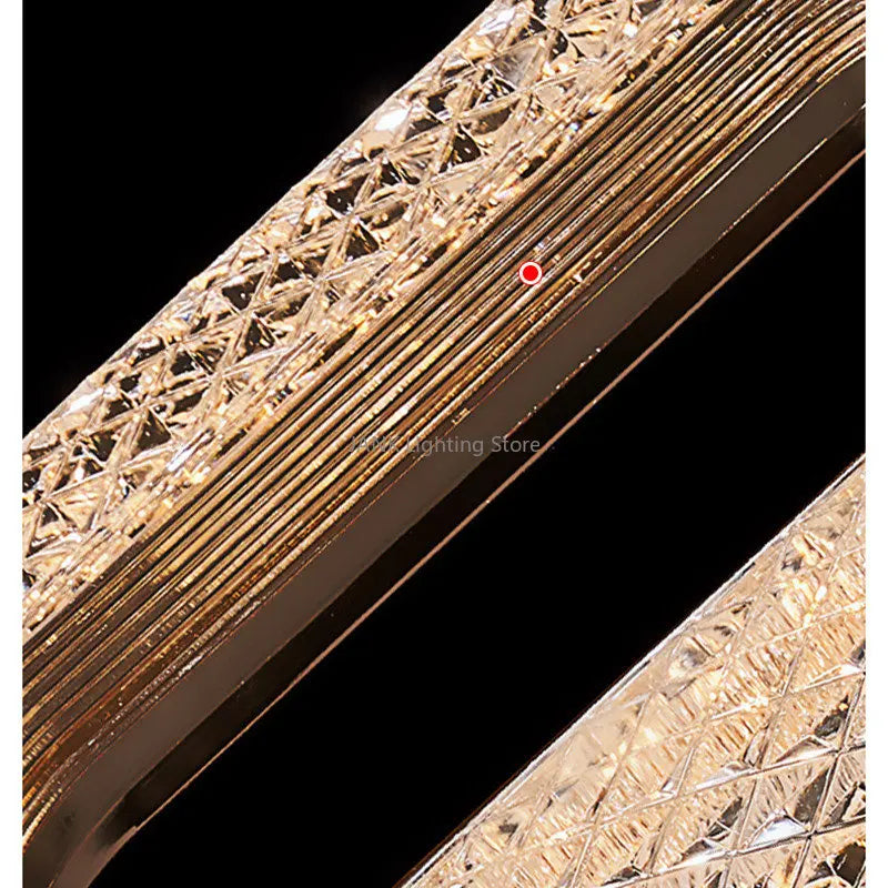 DecorBites™ Gold Acrylic Chandelier LED Pendant Light Modern Staircase Bedroom Living Room Decor