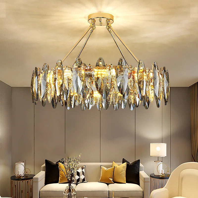 DecorBites™ Crystal Chandelier Light: Modern LED Pendant Lamp for Bedroom & Living Room.