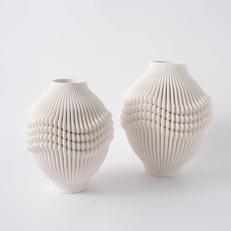 مزهرية زهور خزفية قابلة للطي بتصميم هندسي من DecorBites™، ديكور منزلي، حرف يدوية