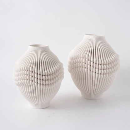 مزهرية زهور خزفية قابلة للطي بتصميم هندسي من DecorBites™، ديكور منزلي، حرف يدوية