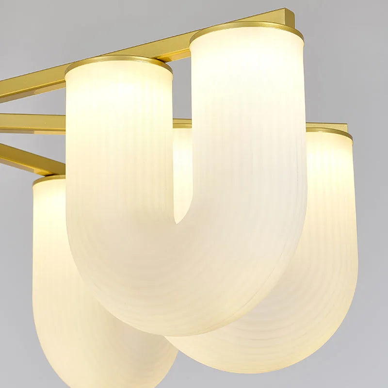 DecorBites™ LED U-shaped Acrylic Pendant Lights in Gold Metal for Parlor, Dining Room, Kitchen