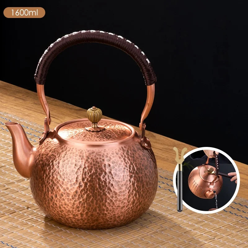 DecorBites™ Handmade Copper Tea Pot with Knitting Handle - Chinese Light Luxury Tea Set