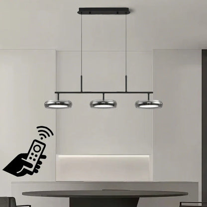 Modern Black Glass Multi-Pendant Chandelier With Remote