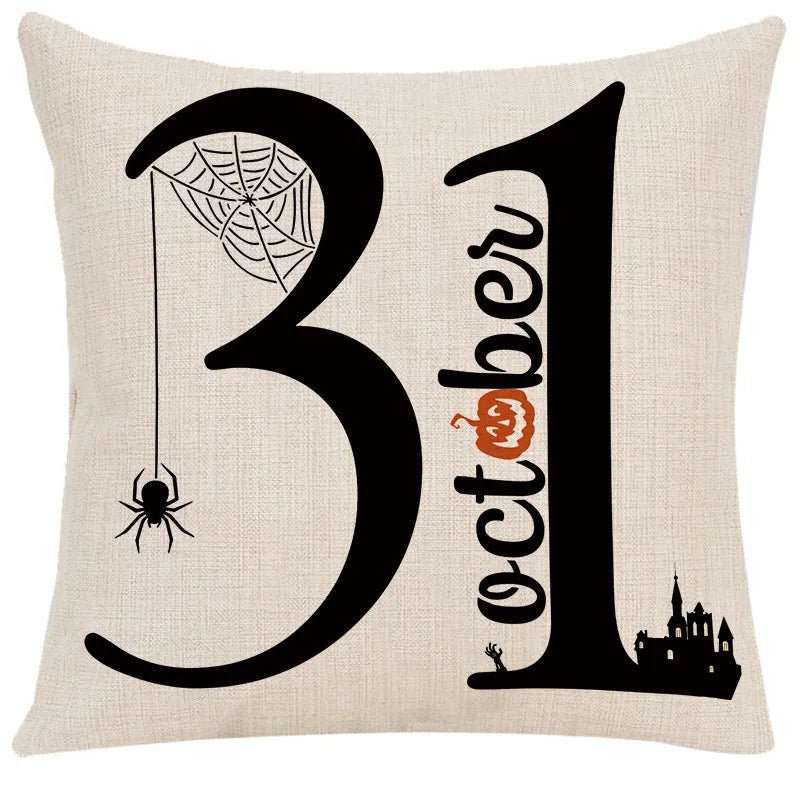 Funda de cojín de lino Decorbites™ de Halloween para la decoración del salón y el sofá - Truco o trato
