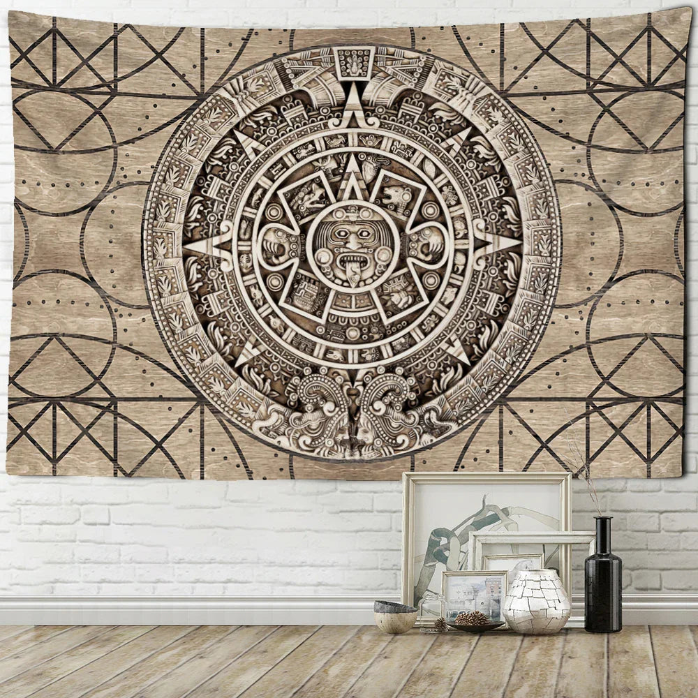 Decobites Mystical Rune Symbol Tapestry Wall Hanging for Psychedelic Hippie Decor