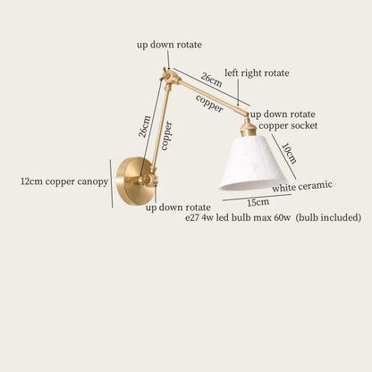 DecorBites™ Ceramic LED Wall Lamp with Pull Chain Switch for Stair, Bathroom, Living Room