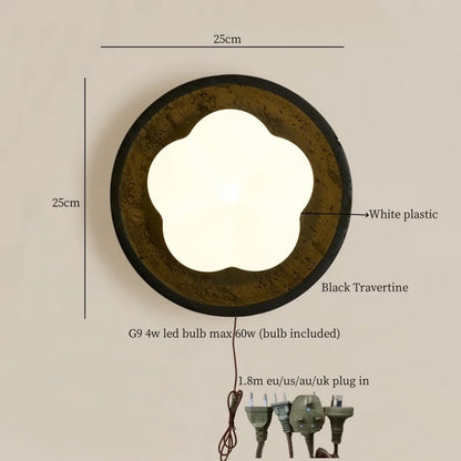 ديكوربايتس™ مصابيح حائط LED من الترافرتين الأسود لتزيين المنزل العصري ومصابيح بجانب السرير