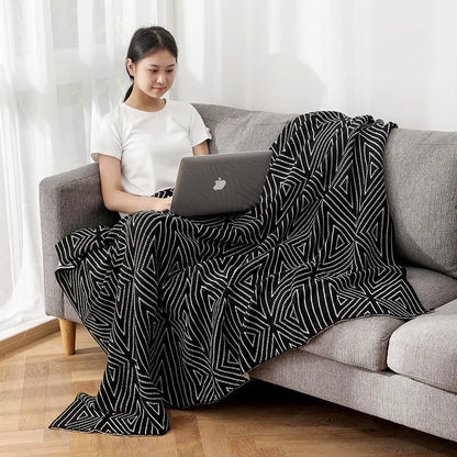 DecorBites™ Knitted Triangular Pattern Thin Blanket for Cozy Versatile Living Room Cover