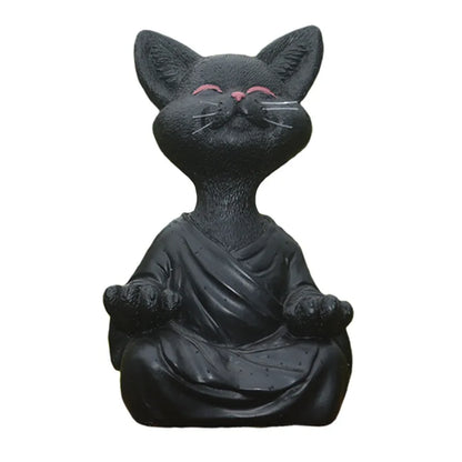 DecorBites™ Black Buddha Cat Figurine Meditation Yoga Collectible - Home Decor Art Sculpture