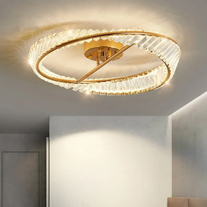 DecorBites™ Crystal Rings LED Ceiling Light Dimmable Gold Lustre for Home Decoration