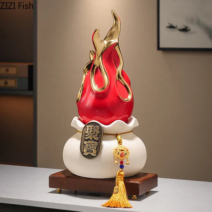 ديكور بايتس™ - زينة سيراميكية على شكل قطة بيتايا مطلية بالذهب، لتزيين المناظر الطبيعية