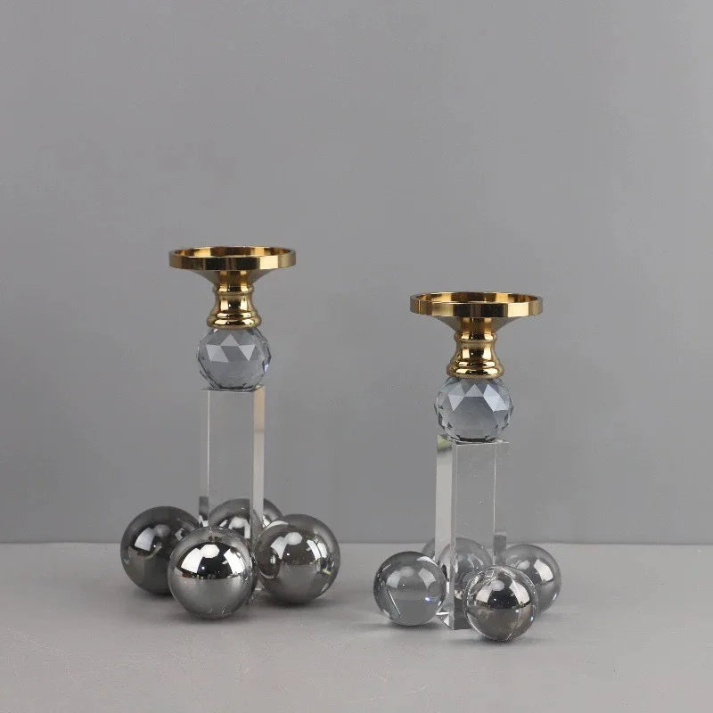 DecorBites™ Clear Crystal Geometric Candle Holder for Home Decoration