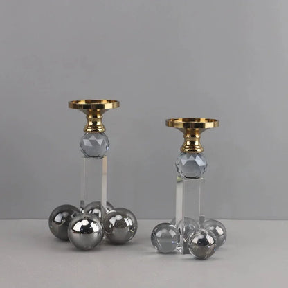 DecorBites™ Clear Crystal Geometric Candle Holder for Home Decoration