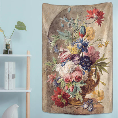 Decobites Court Style Floral Oil Painting Tapestry Wall Hanging Home Decor