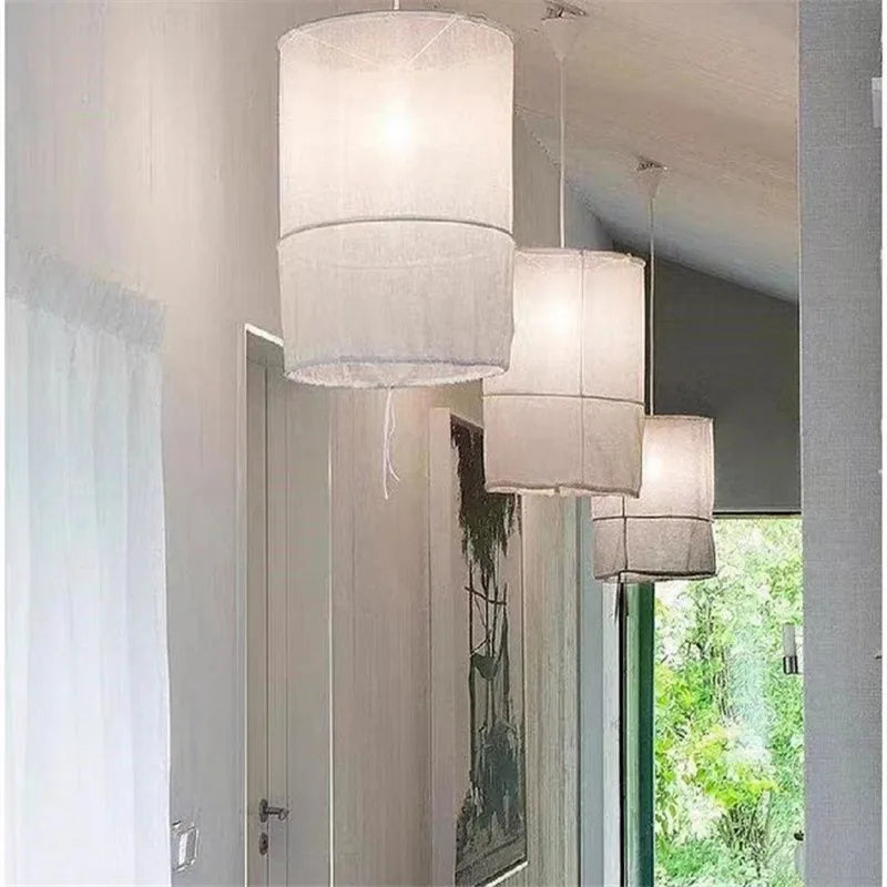 Lámpara colgante de tela de lino Decorbites™: Elegante candelabro de tela bohemia para hogar, restaurante, hotel
