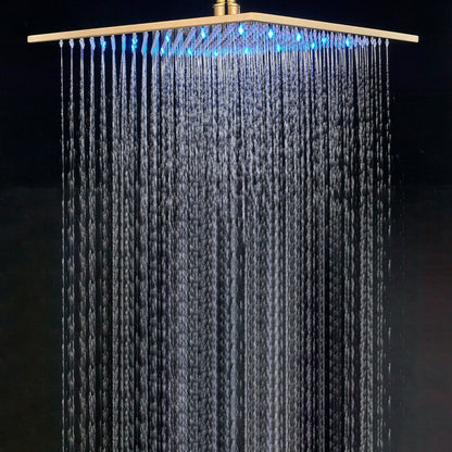 DecorBites™ Gold LED Square Rainfall Shower Head for Bathroom Faucet - Top Sprayer