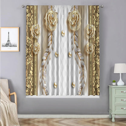 Decobites Metal Flower Roses and Swans Pole Pocket Curtains for Kitchen, Living Room