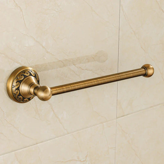 DecorBites™ Aluminium Wall Mounted Round Towel Holder in Antique Brass - Classic Bathroom Accessories