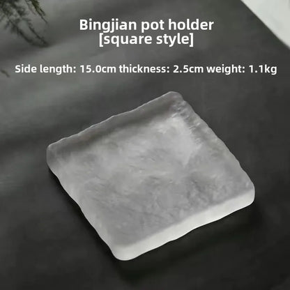 DecorBites™ Crystal Glass Coaster, Minimalist Jewelry Display Panel, Japanese Tea Plate