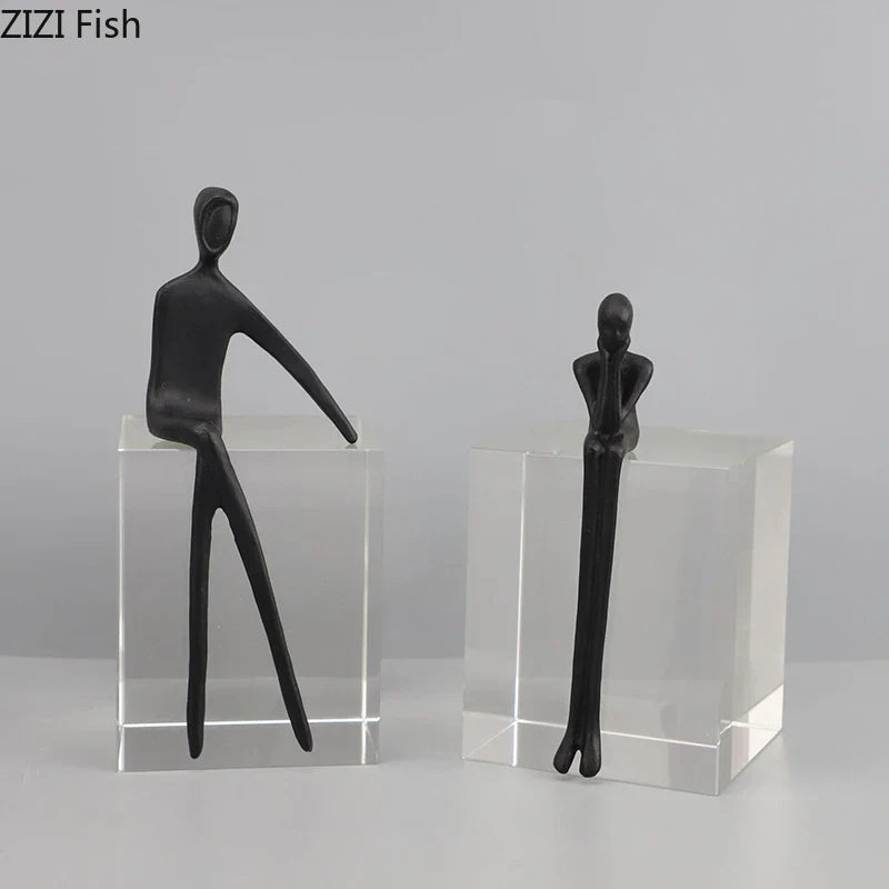 ديكوربايتس™ منحوتة شخصية تجريدية بقاعدة كريستالية لديكور الغرف الحديثة