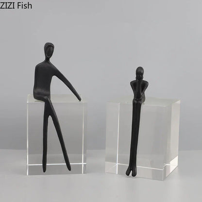 ديكوربايتس™ منحوتة شخصية تجريدية بقاعدة كريستالية لديكور الغرف الحديثة