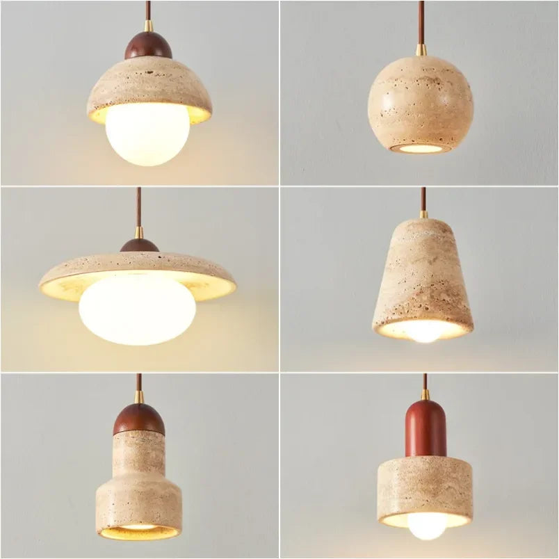 DecorBites™ Elegant Wabi Sabi Travertine Pendant Lamp for Dining Desk & Kitchen Island