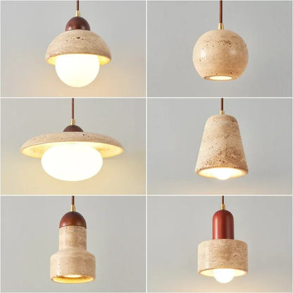 DecorBites™ Elegant Wabi Sabi Travertine Pendant Lamp for Dining Desk & Kitchen Island