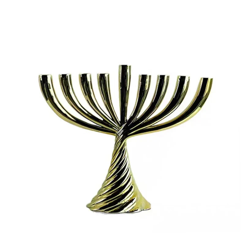 Conjunto de portavelas de torsión geométrica Decorbites™ de oro para una decoración elegante del hogar