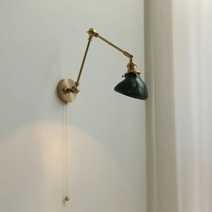 Decorbites™ Glas Grünes LED Wandlampenarmatur Vintage Grüner Schwingarm-Wandleuchte