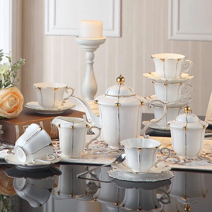 DecorBites™ Elegant Bone China Tea Set Luxury Porcelain Coffee Pot Creamer Sugar Bowlcaffold